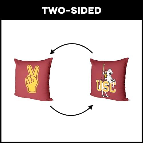 Northwest NCAA USC Trojans Horse Double-Sided Printed Throw Pillow, Soft Decorative Polyester Fan Cushion, Couch Bed or Game Room Decor, 18 x 18 in