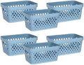 Glad Plastic Baskets for Organizing, Set of 6 | Pantry Storage for Under Counter, Linen Closet, and Bathroom | Nesting Shelf Bins with Handles, 1 Gallon, Marina Blue