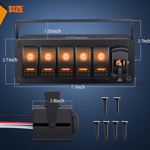 Nilight 5 Gang Rocker Switch Box 12V SPST ON Off Orange LED Waterproof