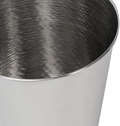 happimess Remi 2.1 Gal Textured Steel Wastebasket, Polished Steel, Set of 2