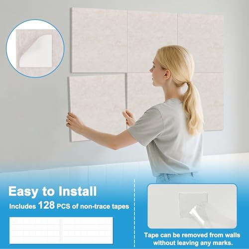 DOLLAR BOSS Felt Cork Board Tiles, 24 Pcs 12" x 12" Bulletin Board, Beige
