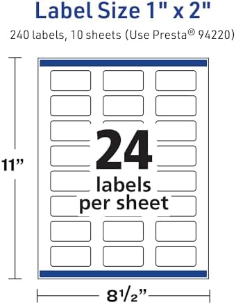 Avery TrueBlock Matte White Rectangle Labels, Sure Feed Technology, 1" x 2", 240 Matte White Labels, Print-to-The-Edge, Laser/Inkjet Printable, Great for Packaging and Product Merchandising