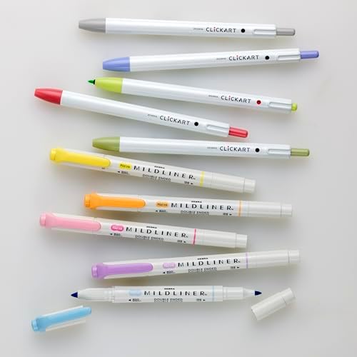 Zebra Pen Journaling Set, MILDLINER & CLiCKART, Assorted Colors, 10-Pack