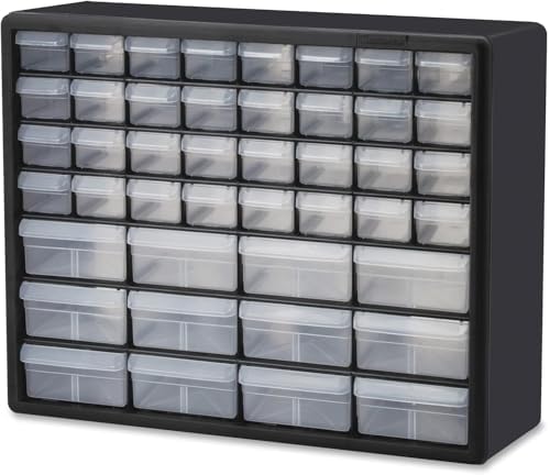 Akro-Mils 44-Drawer Plastic Storage Cabinet, 20"W x 6"D x 16"H, Black