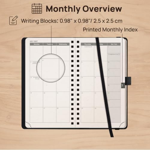 POPRUN 2027 Recycled Pocket Planner (Slim Size 3.5'' x 6.5'') Calendar Book