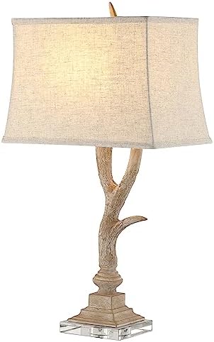 JONATHAN Y Antler 29.5" Rustic Resin Crystal Metal Table Lamp, Beige/Clear