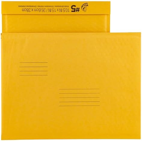 Duck Brand #5 Kraft Bubble Mailer, Manila, 10.5 inch x 15 inch, 25 Pack