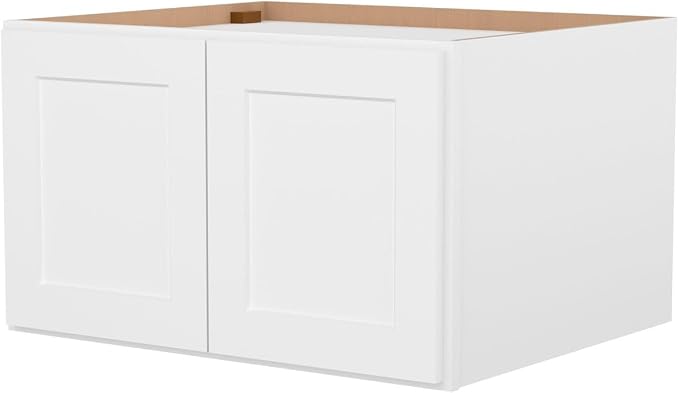 Furinno Shaker Wall Refrigerator Top Kitchen Cabinet, 2-Doors, White | 24 D x 30 W x 18 H, Adjustable Hinges, Soft-Close Shaker-Style Door, Ready to Assemble, Plywood, for Pantry, Dining Room