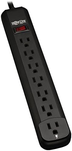 Eaton Tripp Lite PS725B Power Strip with Long 25ft Extension Cord, 7 Outlets, On/Off Switch, 15A Circuit Breaker, Under Desk & Wall Mount Option, UL Certified, Black, Lifetime Manufacturer's Warranty