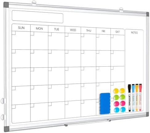 WALGLASS Whiteboard Calendar 30x20 Monthly Magnetic Dry Erase Board