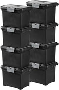 Sterilite Portable File Box with Latching Lids for Home and Office, 8-Pack | Heavy-Duty and Stackable Plastic Containers with Latches for Closet, Cabinet, Bedroom, Bathroom and Dorm Room Organization