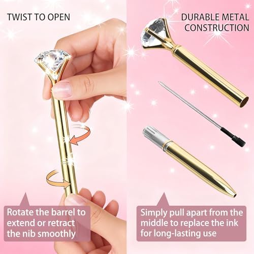 HISHER 20 Pack Custom Crystal Ballpoint Pens Smooth ABS Plastic Twist Pen