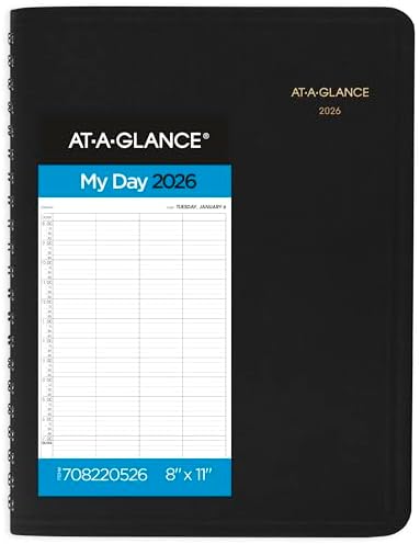 AT-A-GLANCE 2026 Appointment Book Planner, Daily, 8" x 11", Large, Four Person Group, Black (708220526)