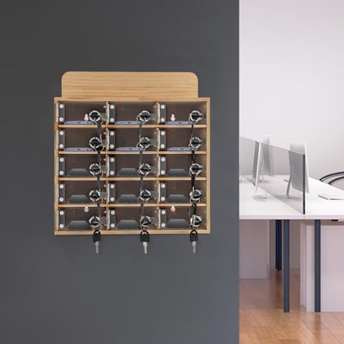 Cell Phone Locker Box,15 Slots Cell Phone Storage Locker, Clear Acrylic Storage Cabinet with Lock for School Factory Office