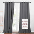 NICETOWN 3-in-1 Dampen Noise Blackout Thermal Reducing Curtains, Heavy Full Light Shading Drapes with Detachable Liner for Villa/Hall/Dorm Window（Gray, Package of 2, 52 inches Wide x 90 inches Long
