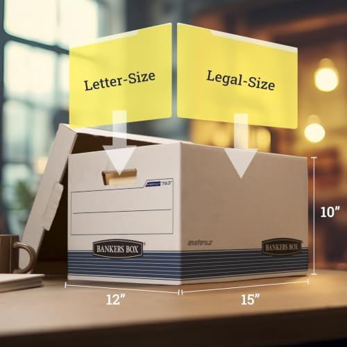 Bankers Box 30-Pack Medium-Duty File Storage Boxes, Letter/Legal, FastFold | Speed through filing with FastFold setup, sturdy stacking, reinforced handles, and dependable document protection.