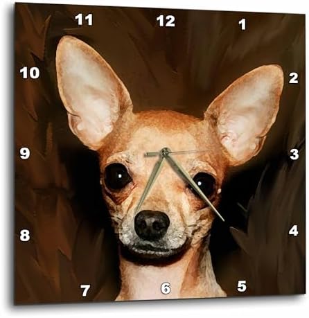 3dRose Wall Clock Silent - 10 inch - Chihuahua Portrait - Dogs Chihuahua