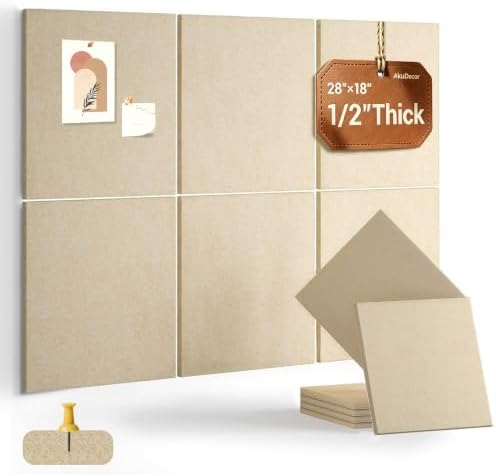 28" x 18" Felt Bulletin Board Tiles 1/2" Thick, Tan