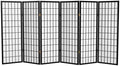 4 ft. Short Window Pane Shoji Screen - Black - 6 Panels