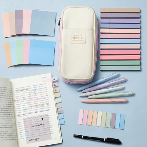 Jutom 39 Pcs Aesthetic Book Annotation Kit,Purple,Cute Style
