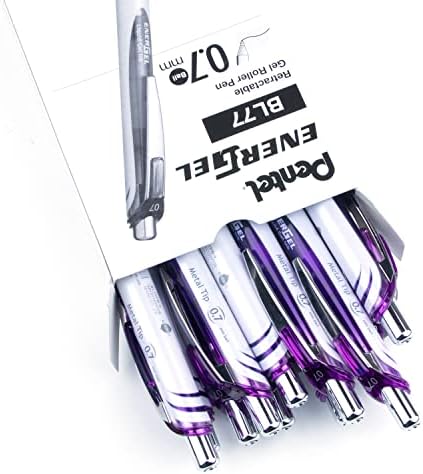 Pentel EnerGel Pearl Deluxe RTX Retractable Liquid Gel Pen, (0.7mm), Accent, Violet Ink, Box of 12 (BL77PW-V) (Pack of 2)