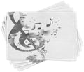 Lunarable Music Place Mats Set of 8, G-Clef Key Instrument Monochrome Creative Rhythmic Ornate Design Print, Washable Fabric Placemats for Dining Table, Placemat 8 pcs, Grey Cream