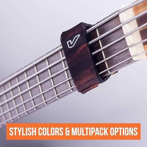 Gruv Gear Fret Wrap & Guitar Mute, Fretwrap for Acoustic, Electric & Bass | String Dampener Recording, Tapping & Practice Accessory (3 Pack, Large Wood Prints, Fits 6 String Bass, 8 String Guitar)