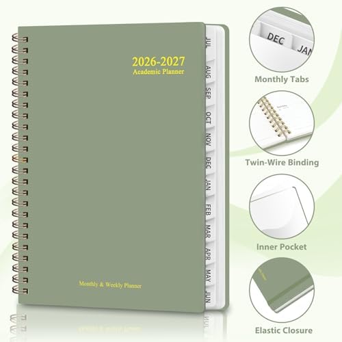 Planner 2026-2027, Weekly and Monthly Academic Planner, July 2026 - June 2027, Hardcover Calendar Agenda Book for School Year Planning, School Supplies for Teacher and Student, Letter Size(8.5'' x 11'')