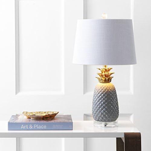 JONATHAN Y Pineapple Ceramic Table Lamp Bedside Nightstand 23", Gray/Gold