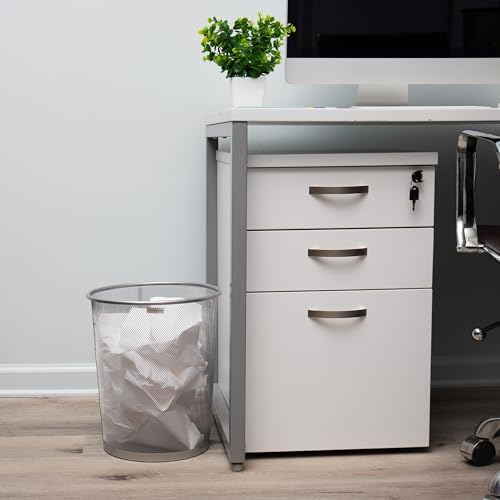 Mind Reader Mesh Trash Can, 16.65L (4.4 gal), Waste Paper Basket, Round, Office, Metal Mesh, Set of 2, Silver
