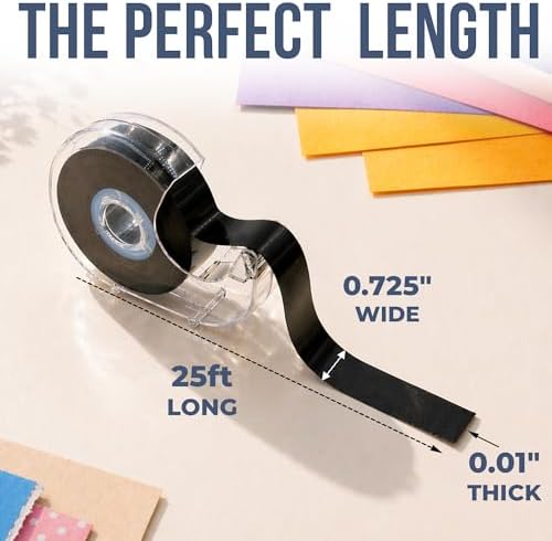 Kraftex Magnetic Tape Dispenser: 25ft x 3/4" Magnetic Strips with Adhesive Backing. Sticky, Flat Magnets for Crafts, Magnet Labels & Stickers. Magnets with Adhesive Backing Great for Home and School