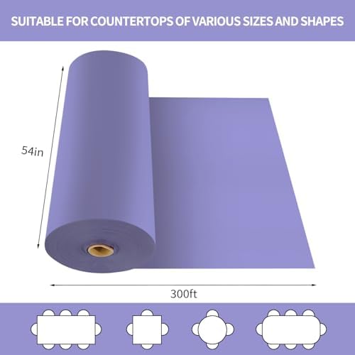 CXPSINC 54 Inch X 300 Feet Plastic Table Cover Roll Disposable Tablecloth with Slide Cutter for All Type/Shape Tables | Party, Banquet, Birthdays, Weddings(Purple, 300 Feet)