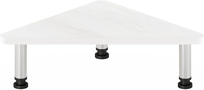 Furinno Turn-N-Tube Triangle Corner Monitor Riser, White Monitor Stand Riser, Laptop Stand for Desk, Office Desk Accessories, Desk Organizers and Accessories, White Wood