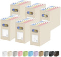 Oterri Portable Collapsible Cardboard File Box with Handle for Letter-Size | 6-Pack. Stainless Steel Handle. Label Stickers Included. Fits Letter Folders (Not Included). Home, Office, School, Dorm, Tax.