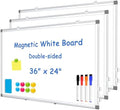 Double-Sided White Board Dry Erase Magnetic Whiteboard Wall 36x24, 3-Pack
