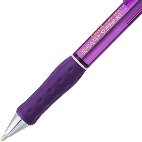 Pentel RSVP Super RT Ballpoint Pen, (1.0mm) Medium Line, Violet Ink, Box of 12 (BX480-V)