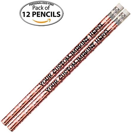 Express Pencils™ Personalized Pencils - Round - Glitz & Glitter Foil Theme - Full Color Print w/your name, message, text or logo - Personalization - Great gift ideas - 12/Set (COPPER PRISM)