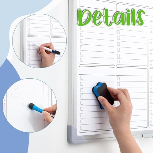 Lincia 18" x 24" Magnetic to Do List Whiteboard, Weekly Planner, White