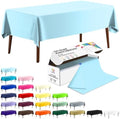 CXPSINC 54 Inch X 100 Feet Plastic Table Cover Roll Disposable Tablecloth with Slide Cutter for All Type/Shape Tables | Party, Banquet, Birthdays, Weddings(Light Blue, 100 Feet)