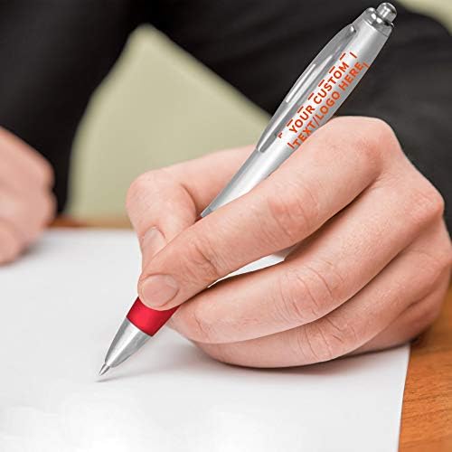 DISCOUNT PROMOS Custom Colored Grip Gel Pens Set of 10, Personalized Bulk Pack - Great for Office, School, Business, Tradeshows, Events - RedBI