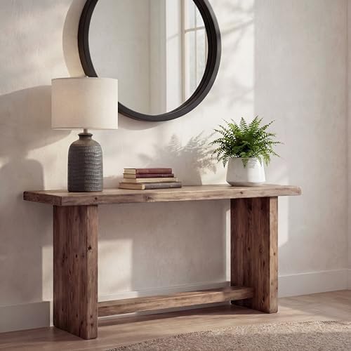 Nourison Home 24" Black Textured Ceramic Table Lamp with Tan Linen Shade, Rustic Farmhouse Accent Lamp, Bedside Lamp for Bedroom, Nightstand, Living Room