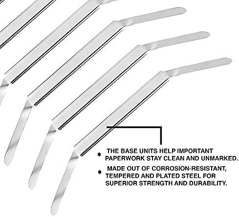 OLYMPX Prong Paper Fasteners 3.5 Inch Capacity, 50 Complete Sets, Corrosion-Resistant Steel, 2.75 Inch Base with Compressor for Standard 2-Hole Punch, File Folders, Folder Clips, Made in USA