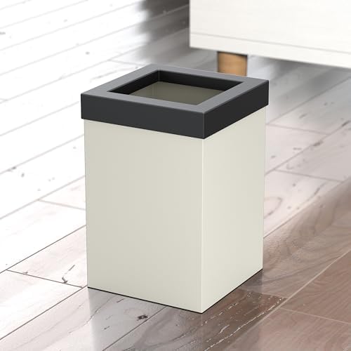 Gatco Small Bathroom Trash Can with Lid, Square 3 Gallon Stainless Steel Wastebasket, Under Sink, Matte Pearl and Matte Black, for Bathroom, Bedroom, Office (1935MX)