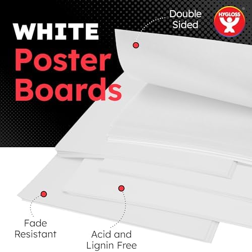 Hygloss White Poster Board 22 x 28-50 Count Bulk Pack, 10 Pt. Thickness