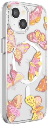 PopSockets iPhone 15 Phone Case with MagSafe- Sunset Mariposa | Magnetic, Wireless Charging, Camera & Drop Protection, Butterfly, Moth, Luna, Western, Boho, Aesthetic