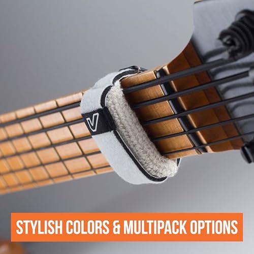 Gruv Gear Fret Wrap & Guitar Mute, Fretwrap for Acoustic, Electric & Bass | String Dampener Recording, Tapping & Practice Accessory (3 Pack, Large Off-White, Fits 6 String Bass, 8 String Guitar)