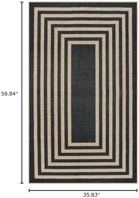 Lahome Modern 3x5 Outdoor Rug,Black Indoor Outdoor Front Porch Rug Non Slip