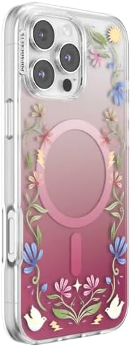 PopSockets iPhone 16 Pro Max Phone Case with MagSafe, Wireless Charging Compatible, Disney - Boho Wildflowers Maroon