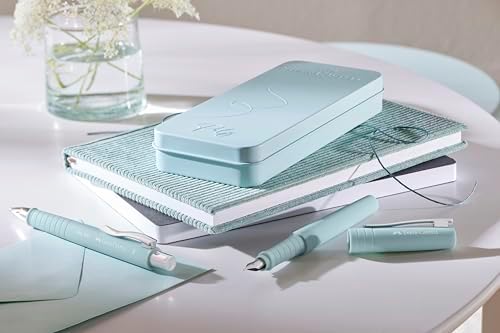 Faber-Castell Poly Pen Fountain and Ballpoint Pen Gift Set – Caribic Blue: Fountain Pen Set with Broad Nib & Smooth Ballpoint Pen, Great for Journaling, Graduation Gifts & Father's Day