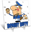 3dRose 6x6 Desk Clock - Funny Cartoon Police Officer On Donut Duty More Random Cartoon Designs